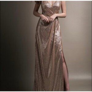 Belsoie Dress Bridesmaid Sequin Rose Gold Gown